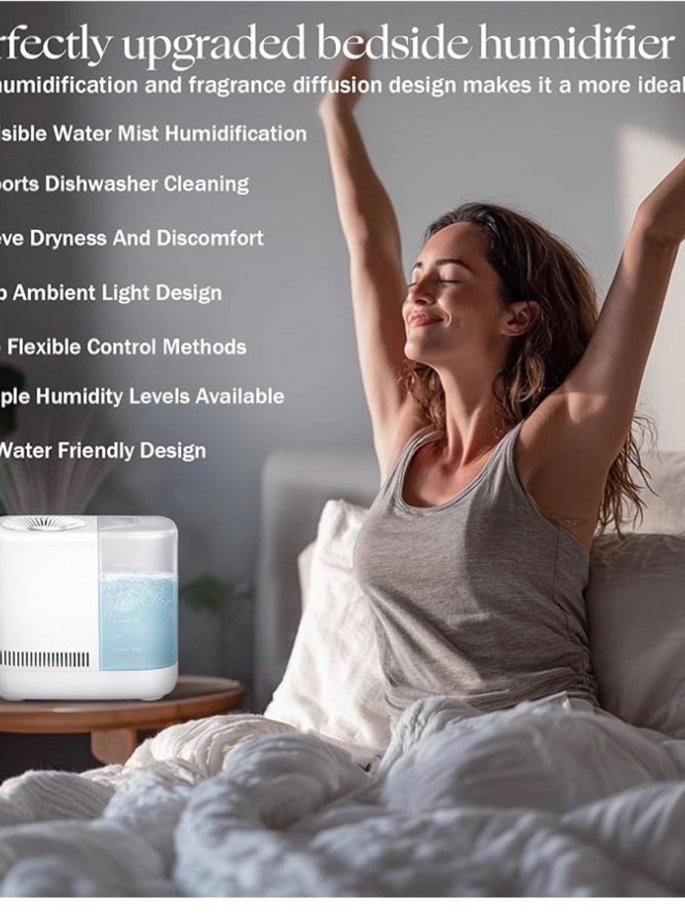 White Compact Humidifier with Digital Remote - Picture 2 of 8